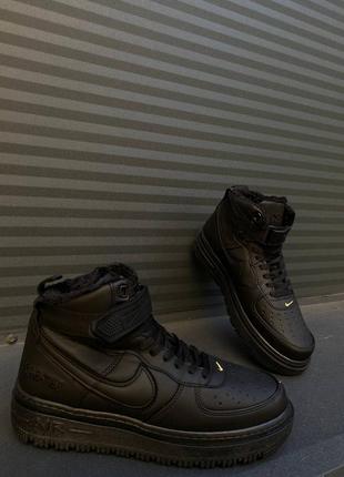 Распродажа! кожаная, зимняя кроссовка ботинки брёное nike air force 1 gore-tex black lunar. кожаные, зимние кроссовки ботинки