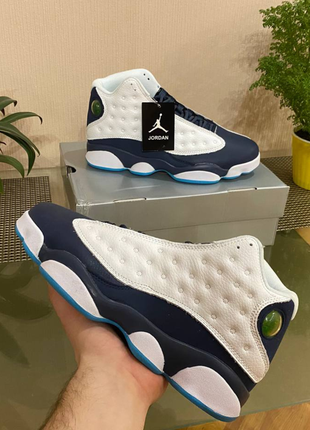 Кросівки nike air jordan 13 retro (синьо-білі). кроси найк аір джордан 13 ретро. кросовки