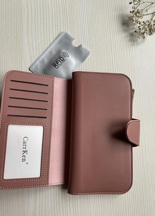 Стильный женский кошелёк портмоне carr ken пудрового цвета эко-кожа2 фото