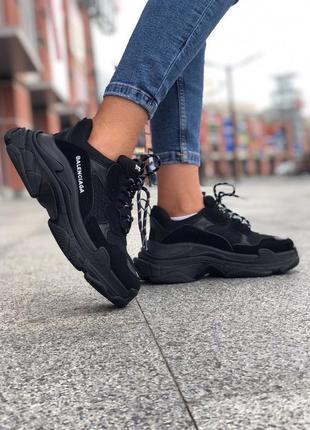 Женские черные кроссовки triple s black4 фото