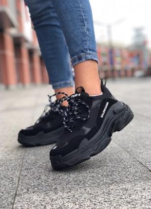 Жіночі чорні кросівки triple s black6 фото