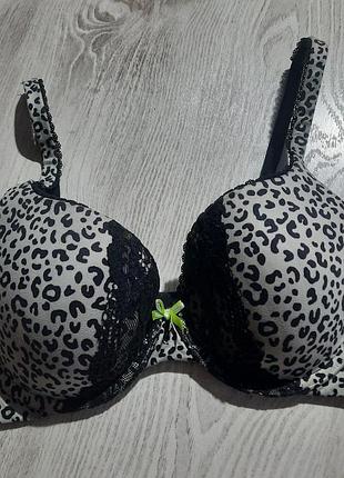 Бюстгальтер леопардовый лифчик лиф пуш-ап victoria's secret 34d 75-80d,c