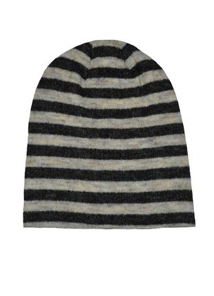 Шапка зимняя на флисе полосатая 52/56 черная
