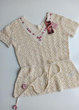 Стильная вязаная кофточка из натуральной ткани 100% коттон