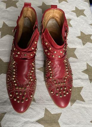 Кожаные натуральные красные молодёжные ботинки 38 размера zara2 фото