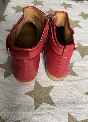 Кожаные натуральные красные молодёжные ботинки 38 размера zara3 фото