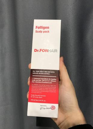 Оздоровлююча маска для шкіри голови dr.forhair folligen scalp pack 250 мл1 фото