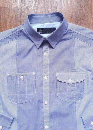 Рубашка светло-синяя голубая next slim в полосочку размер m, хлопок2 фото