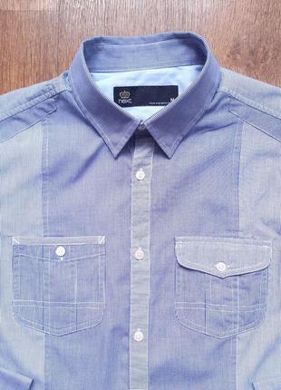 Рубашка светло-синяя голубая next slim в полосочку размер m, хлопок5 фото