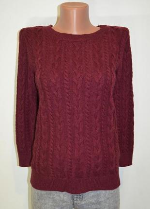 Светр, джемпер з косами кольору марсала h&m