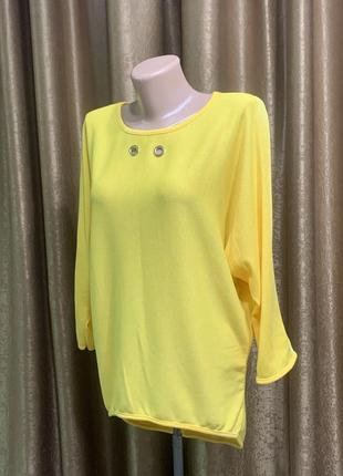 Легкий светр, реглан кольору яскраво-жовтий, лимонний розмір 121 фото