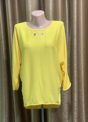 Легкий светр, реглан кольору яскраво-жовтий, лимонний розмір 122 фото
