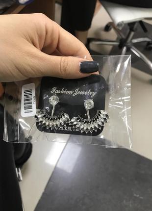 Сережки сережки пусети під срібло камені цирконій