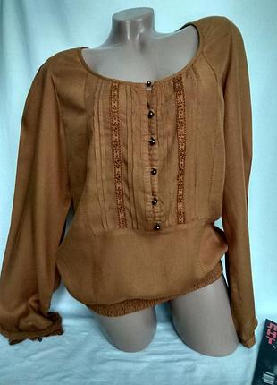 Гірчично-медова натуральна блуза , пояс на резинці р. l - xl, від pimkie франція