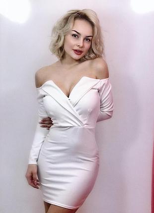 Плаття біле шикарное белое платье по фигуре l секси одежда