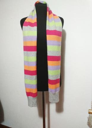 100% кашемір фірмовий базовий кашеміровий шарф в смужку кашемір marks & spencer4 фото