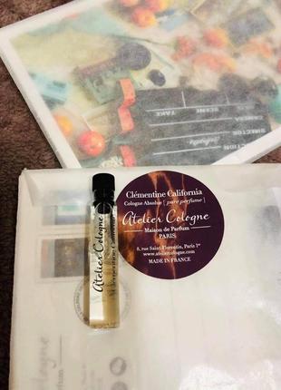1, пробник нишевого парфюма унисекс atelier cologne clementine california 1,7 мл оригинал