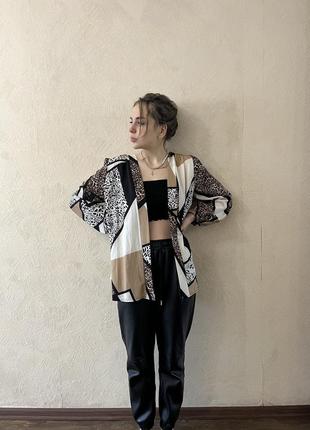 Рубашка блуза леопард зебра boohoo