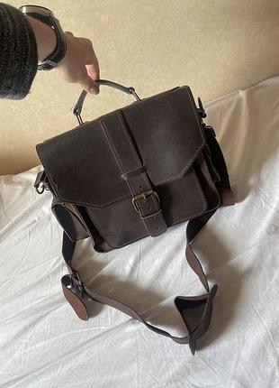 Коричневая сумка портфель ручная работа натуральная кожа