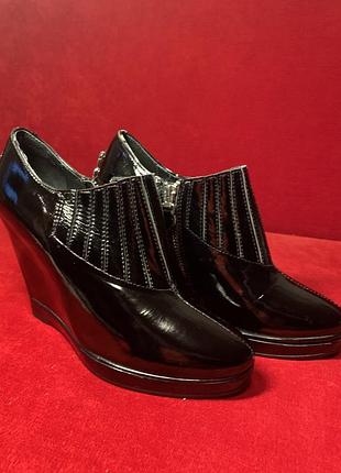Чёрные ботильоны,чёрные туфли,чёрные туфли,лаковые туфли