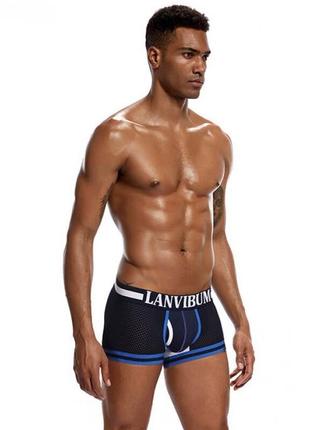 Чоловічі боксерки темно-синього кольору lanvibum (сітка)2 фото
