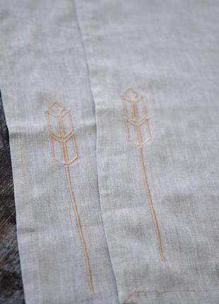 Серветки столові з льону з машинною вишивкою. колекція "колоски" 2 шт5 фото
