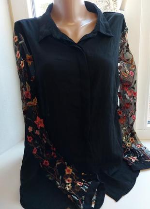 Блузка , сорочка з принтовими рукавами4 фото