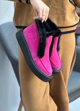 Замшевые зимние лоферы с мехом натуральной норки натуральная замша замшевая ботинки лоферы зимние с мехом норки натуральная замша