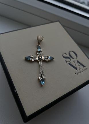 Крест, подвес, подвеска, золотой крестик, золото, 585 проба, красное золото3 фото