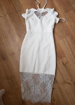 Біле плаття з гіпюром missguided