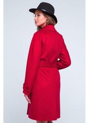 Пальто демисезонное двубортное красное4 фото