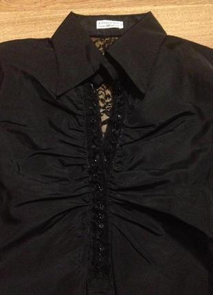 Стильна чорна блуза з мереживною спинкою і рукавами / etensive / s3 фото