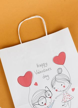 Подарочный пакет сердца 220*120*290 пакет с романтичным рисунком "влюбленные"7 фото