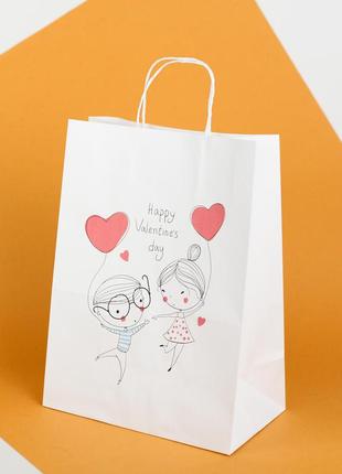 Подарочный пакет сердца 220*120*290 пакет с романтичным рисунком "влюбленные"8 фото