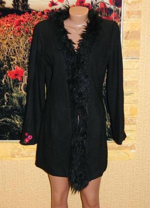 Пальто жіноче чорне з хутром розмір 42-44 hennes.