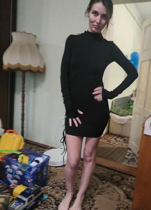 Сексуальна приваблива сукня в рубчік ,чорна6 фото