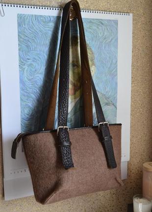 Bonfanti сумка з валяної вовни та натуральної шкіри. італія.3 фото