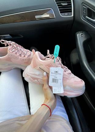 Жіночі рожеві кросівки triple s clear sole pink4 фото