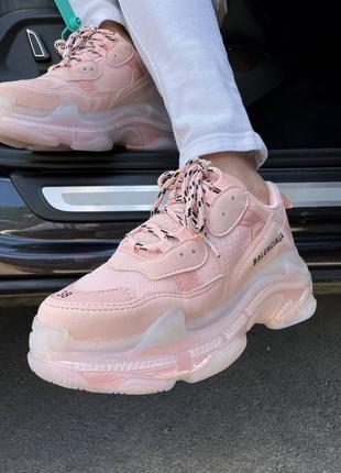Жіночі рожеві кросівки triple s clear sole pink3 фото