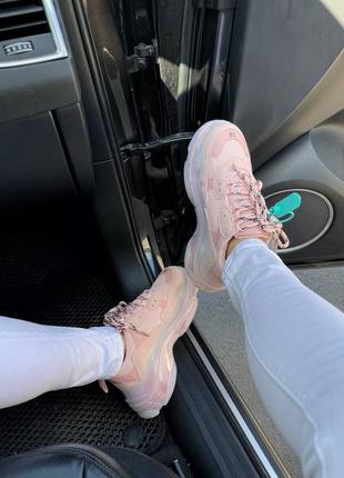 Жіночі рожеві кросівки triple s clear sole pink6 фото