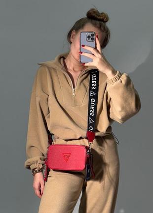 Женская  красная  сумка с широким ремнем через плечо guess 🆕 сумка кросс боди3 фото
