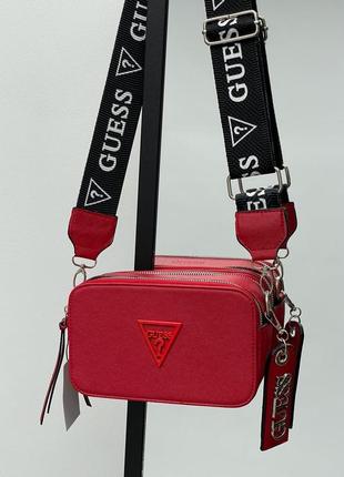 Жіноча червона сумка з широким ремнем через плече guess 🆕 сумка кросс боди