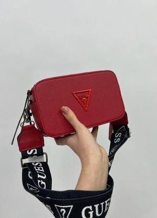 Женская  красная  сумка с широким ремнем через плечо guess 🆕 сумка кросс боди9 фото