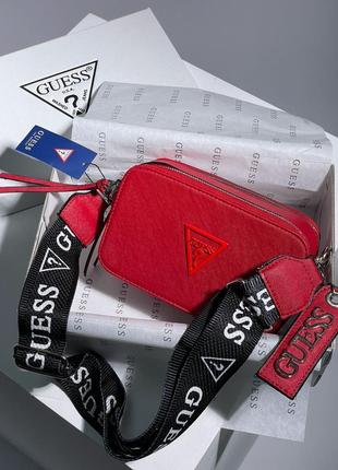 Женская  красная  сумка с широким ремнем через плечо guess 🆕 сумка кросс боди4 фото