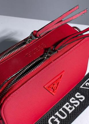 Женская  красная  сумка с широким ремнем через плечо guess 🆕 сумка кросс боди5 фото