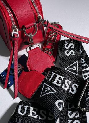 Женская  красная  сумка с широким ремнем через плечо guess 🆕 сумка кросс боди6 фото