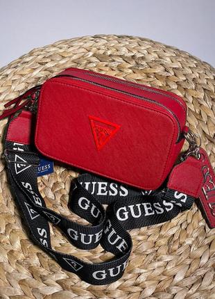 Женская  красная  сумка с широким ремнем через плечо guess 🆕 сумка кросс боди8 фото
