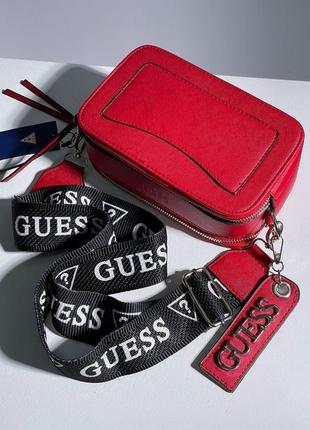 Женская  красная  сумка с широким ремнем через плечо guess 🆕 сумка кросс боди7 фото
