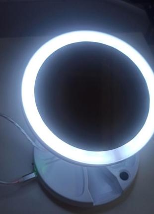 Складне косметичне дзеркало для макіяжу кругле збільшувальне 10x my fold away mirror з led підсвічуванням8 фото