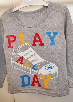 Футболка дитяча з довгим рукавом, з малюнком, для хлопчика, для дівчинки, сіра